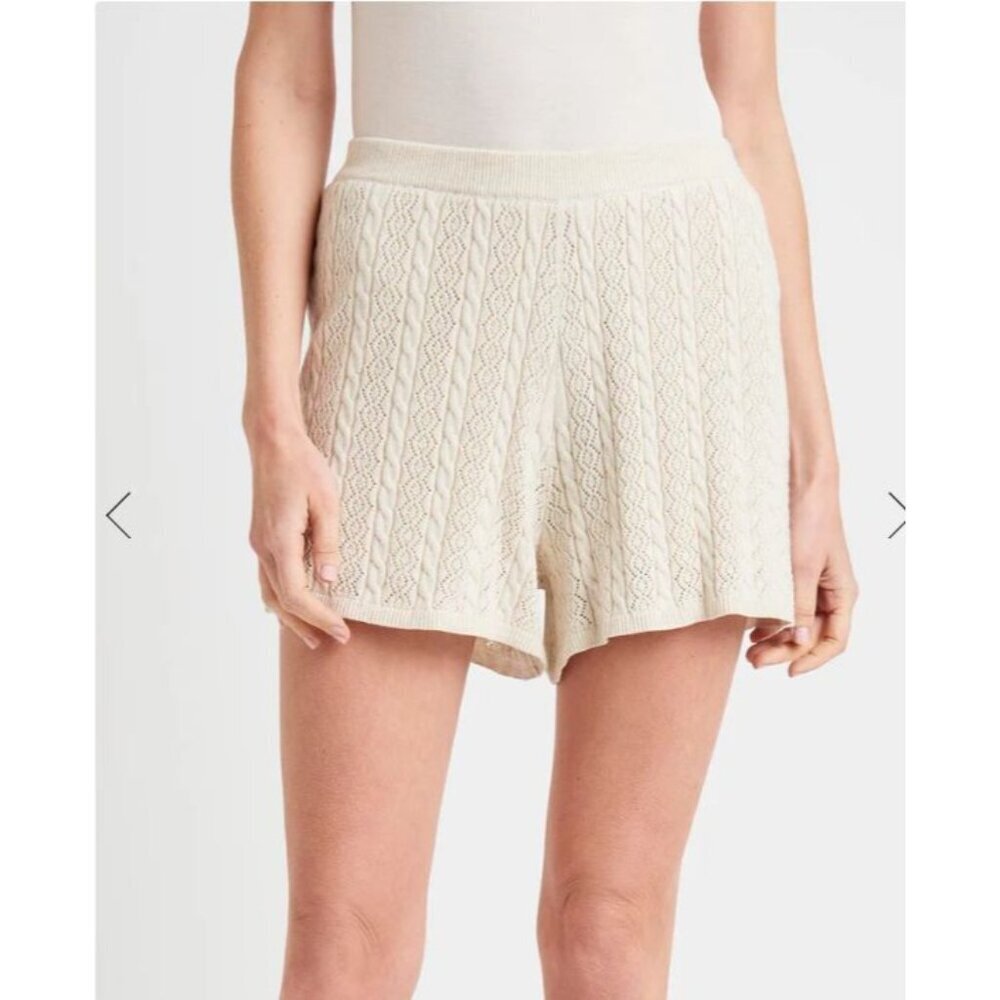 Splendid Crochet Shorts Mid-Rise Peachskin Fabric Cream Fully Lined MSRP $118 - Picture 5 of 11